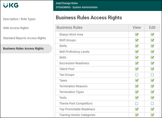 Image of Business Rules Access Rights and rule example.
